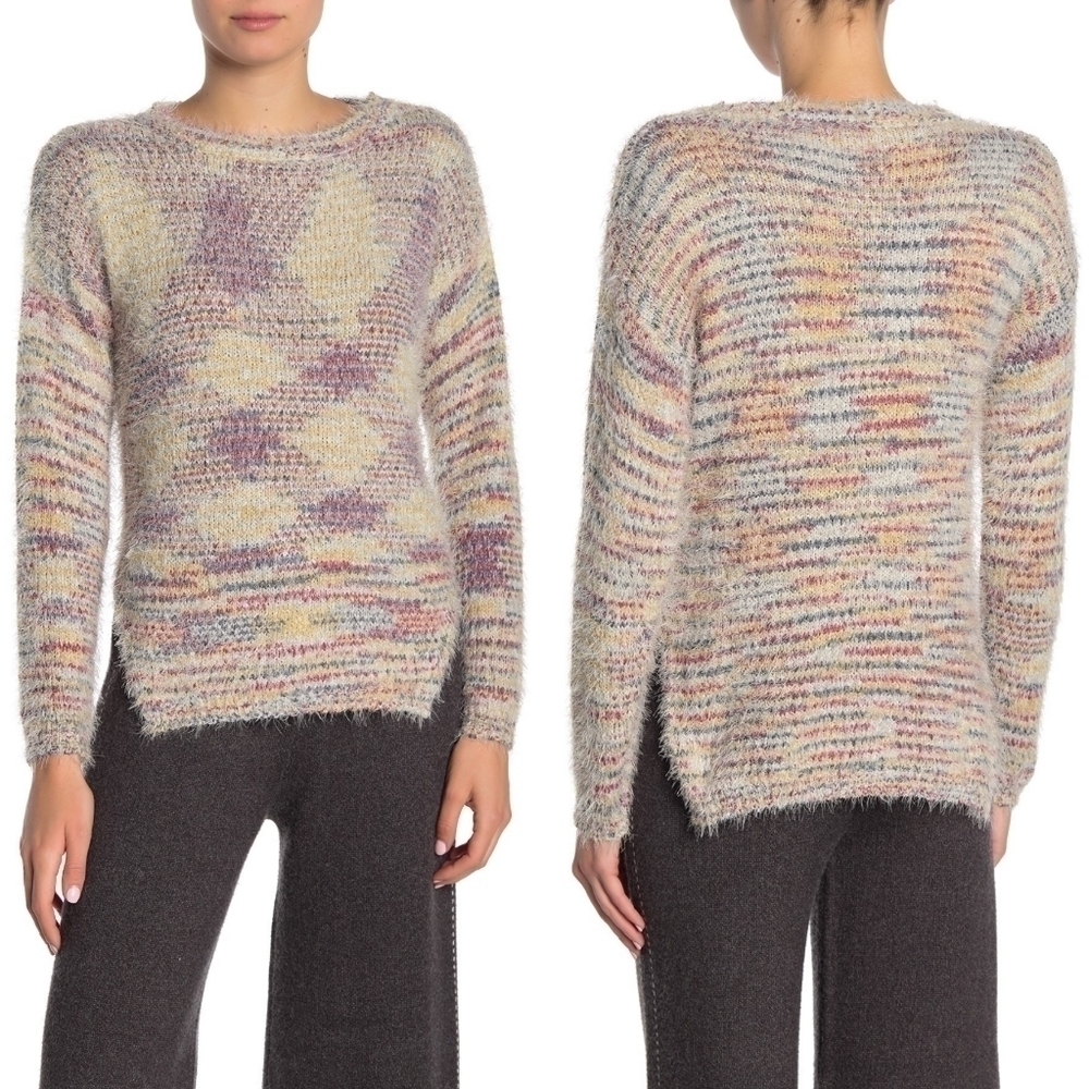 Keniston Zariah Patterned Fuzzy Pullover Sweater